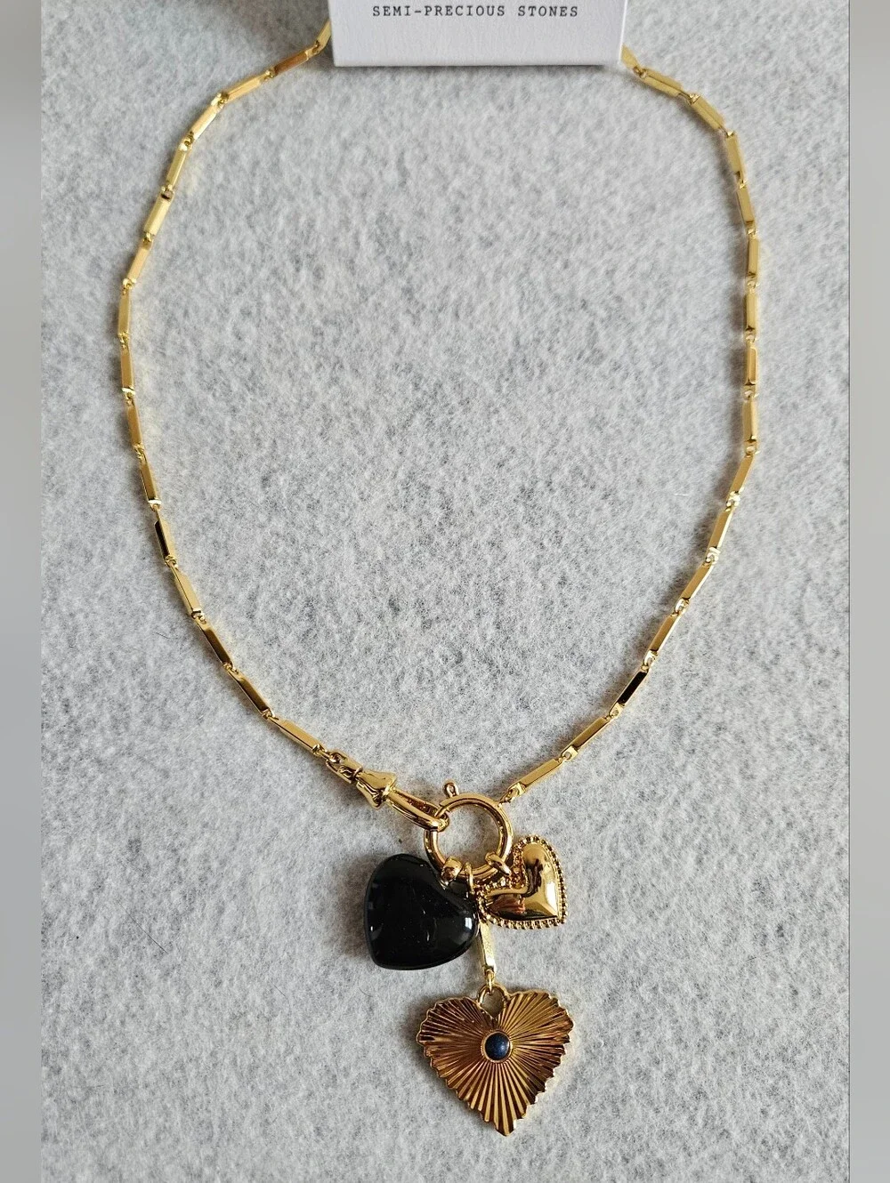 Madewell Engine Turned Lapis Heart Charm Necklace - Picture 9 of 14